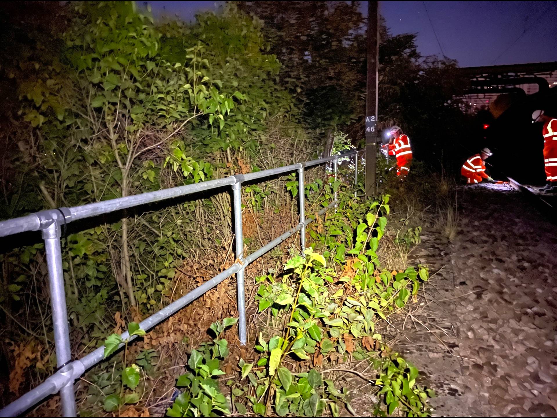 UNIT8D team carrying out night-time lineside vegetation works